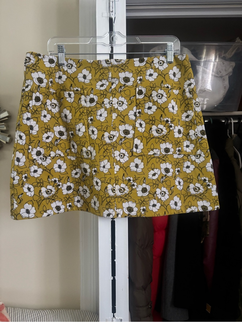 Anthropologie Mustard Floral Mini Skirt